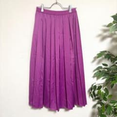 UNIQLO ユニクロ　プリーツスカート　ロング　ウエストゴム　光沢感　紫　S
