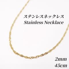 《ステンレス》　スクリューネックレス　kpi0037　ゴールド