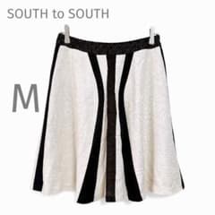 サウストゥサウス スカート リネン混 ナチュラル M レース バイカラー 日本製