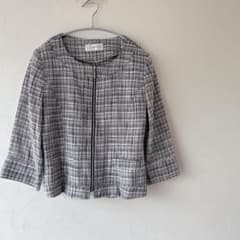 TENAZ ノーカラーチェックジャケット　13号