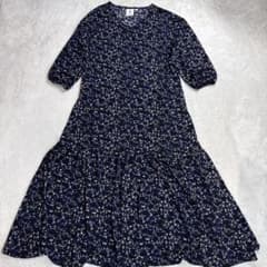 ニコアンド　ロングワンピース　ネイビー　Lサイズ　美品