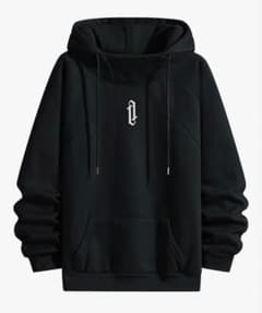 パーカー L メンズ タートルネック フード付き スエット 裏起毛 ブラック