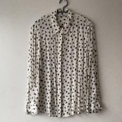ZARA レーヨン　ハート柄 長袖シャツ ブラウス　XL