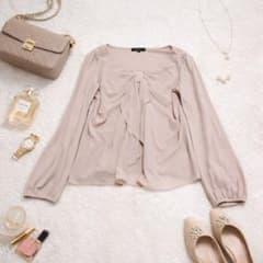 ♡リフレクト♡ 長袖カットソー　ブラウス　フロントリボン　オフィスカジュアル