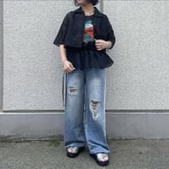 AS KNOW AS PINKY クラッシュラインデニム　Sサイズ