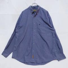 ティンバーランド チェック柄 ボタンダウンシャツ 長袖（L） ネイビー系