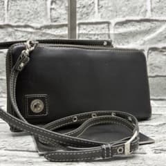 ハンティングワールド ショルダーウォレット 長財布 レザー 本革 ダークグリーン