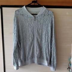 レース フルジップ ジャケット ライトグレー