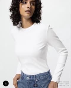 UNIQLOユニクロソフトリブクルーネックt長袖 ホワイト新品未使用タグつき