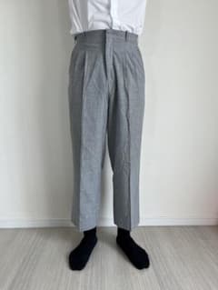 古着 タックパンツ スラックス ワイドパンツ ライトグレー ストリート