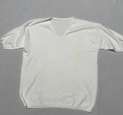 訳あり 格安 Vネックニット 白 半袖 清潔感 インナー・重ね着に