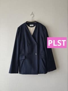SALE【PLST】M リネンブレンド カラーレス ダブルジャケット