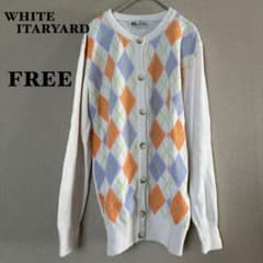 WHITE ITARYARD アーガイル柄 ニットカーディガン 長袖