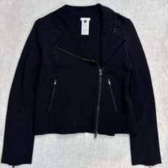 ソブSov. レーヨン/ナイロン　ニットジャケット　ダブルジップ　ブラックS美品