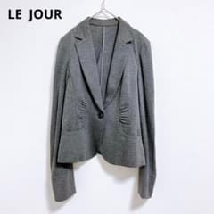 【ルジュール】テーラードジャケット　グレー 　ストレッチ　肩パッド　ギャザー